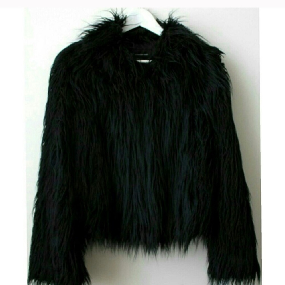 black fur jacket